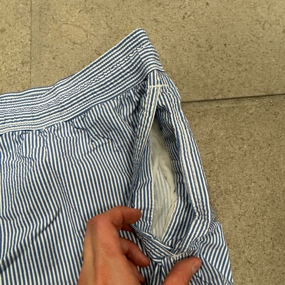 MC2 Saint Barth Men’s Blue Striped Drawstring Swim Shorts - Picture 5 of 7